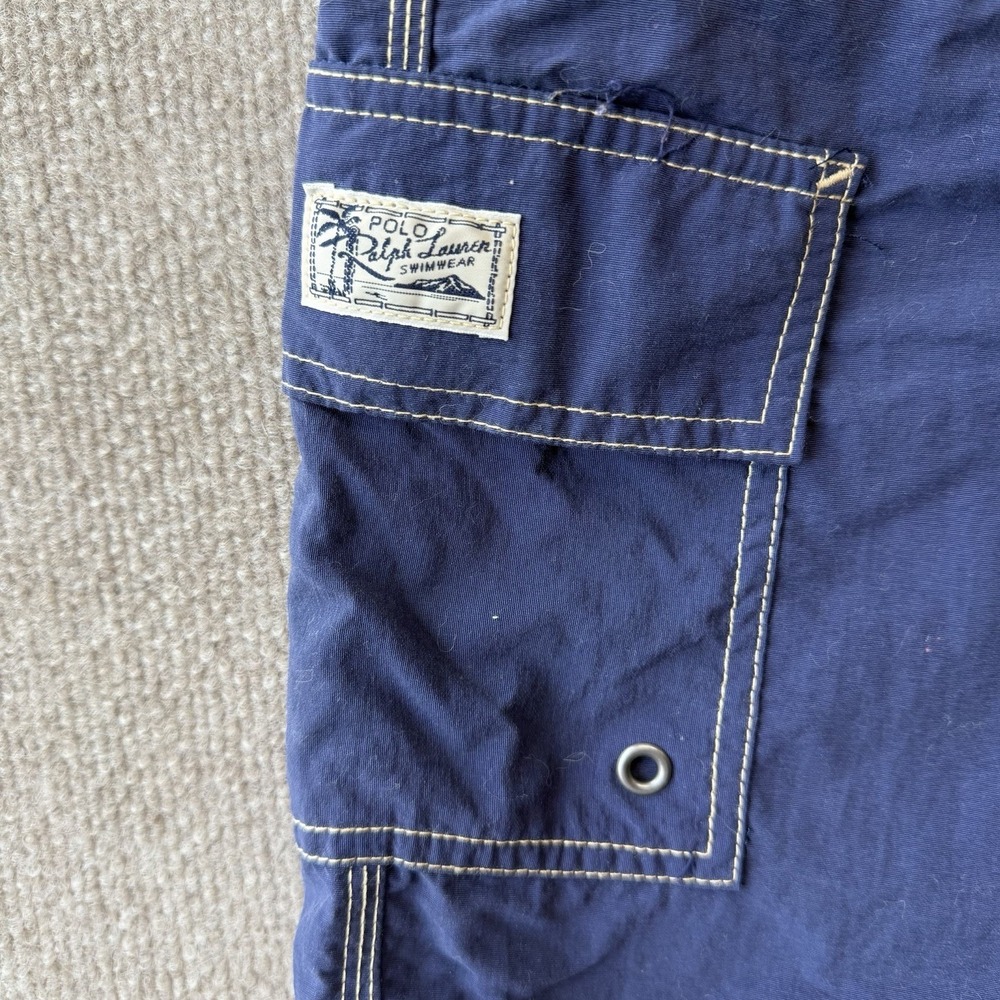 Polo Ralph Lauren Blue Swim Trunks Men's Large Yellow Pony Beach Board Shorts - Picture 6 of 7